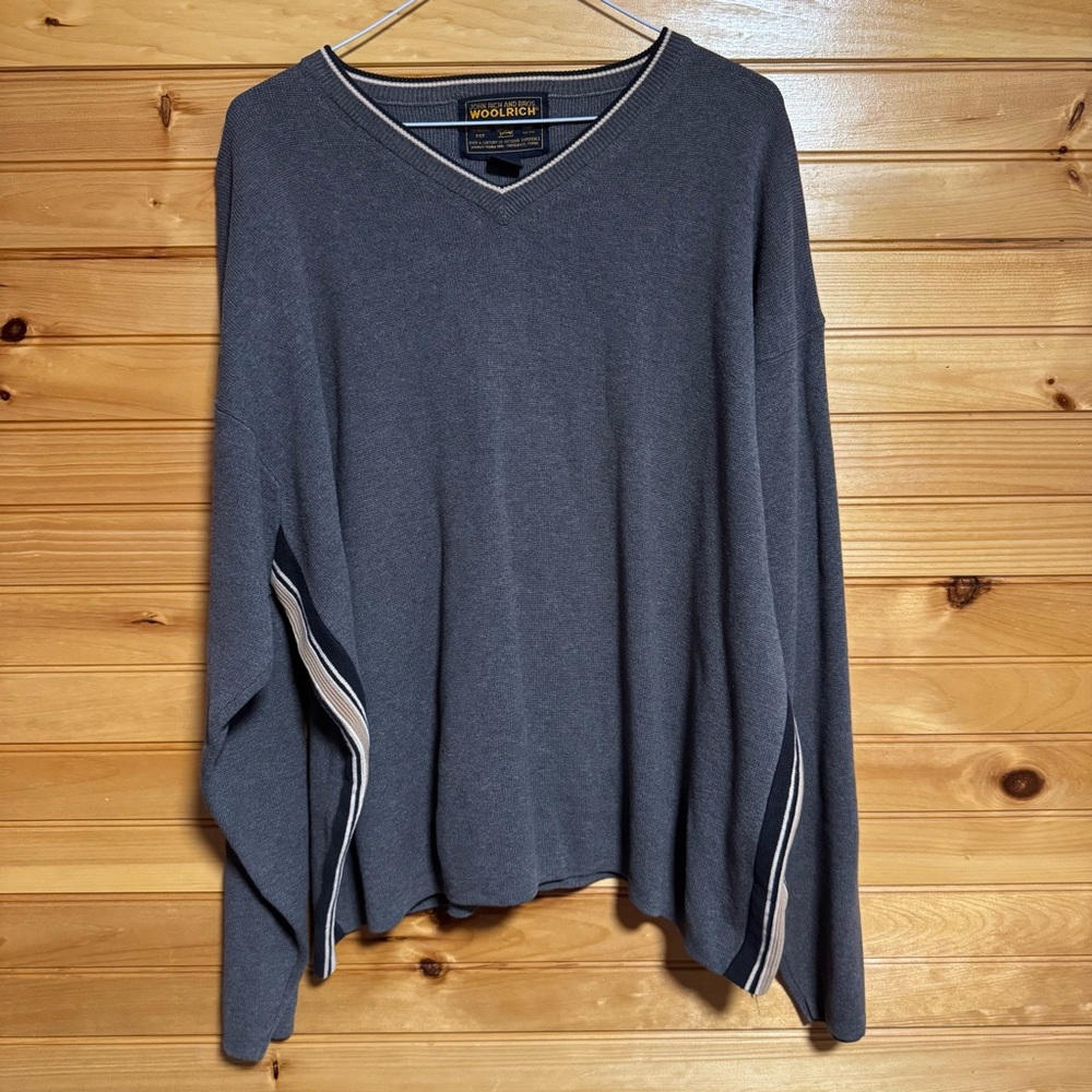 Woolrich Men's Charcoal V-Neck Sweater XXL